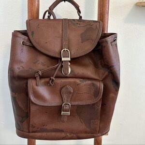 Vintage leather map backpack